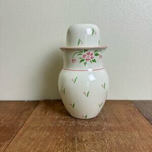 Vintage 1985 Bedside Water Carafe by Teleflora 2 piece‎ with Tulip Flowers